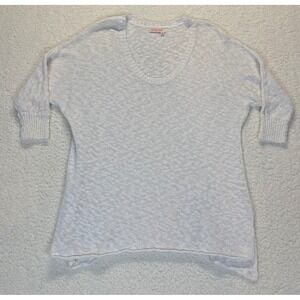 Fresh Produce White Cotton Blend Scoop Neck 3/4 Sleeve Knit Sweater Womens M/L